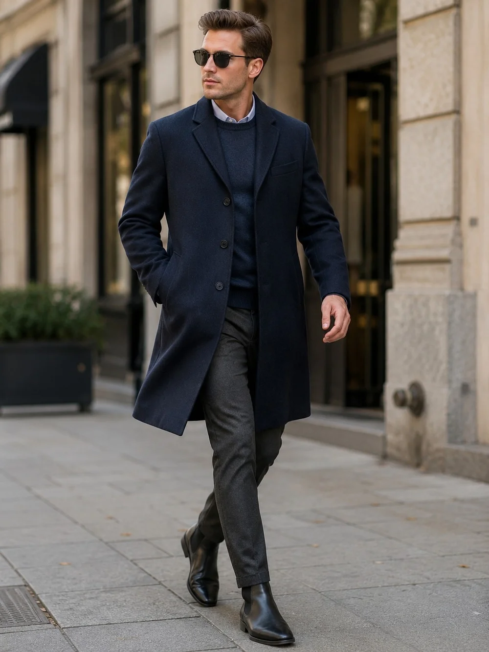 Kenneth Cole Reaction Navy Overcoat NWT Men’s 44R